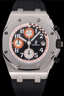 Swiss Audemars Piguet Royal Oak Offshore White And Orange Dial Stainless Steel Case Black Rubber Strap 622857
