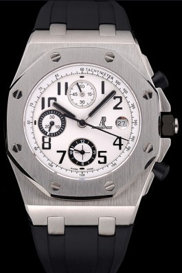 Swiss Audemars Piguet Royal Oak Offshore White Dial Stainless Steel Case Black Rubber Strap 622853