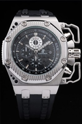 Audemars Top Replica 7726 Black Rubber Strap Survivor Working Brushed Steel Luxury Watch