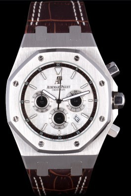 Audemars Top Replica 7650 Brown Leather Strap Brushed Steel 30th Anniversary Luxury Watch