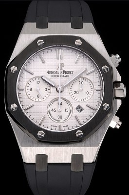 Swiss Audemars Piguet Royal Oak Chronograph White Dial Stainless Steel Case Black Rubber Strap 622865