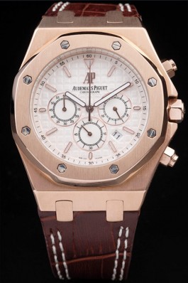 Audemars Top Replica 7651 Brown Leather Strap 30th Anniversary Rose-Gold Luxury Watch