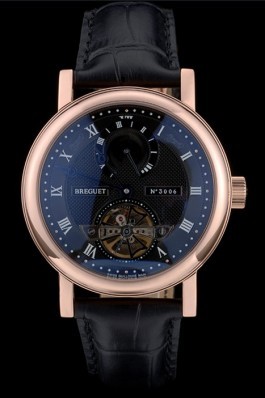 Breguet Classique Luxury Replica Complications Rose Gold Case Black Leather Strap 3986718