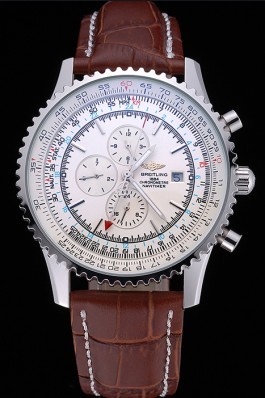 Breitling Navitimer World White Dial Brown Leather Bracelet 622514