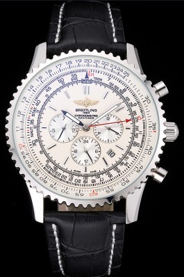 Luxury Top Replica 7908 Black Leather Strap Breitling Navitimer Steel Watch