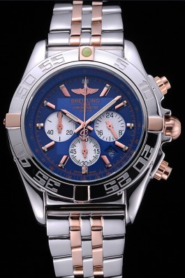 Breitling Chronomat 44 Blue Dial with White Subdials 2 Tone Stainless Steel Bracelet 622510