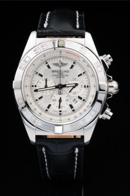 Breitling Top Replica 7862 Black Leather Strap Stainless Steel Black Luxury Watch