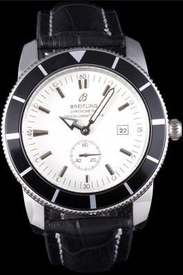 Breitling Top Replica 7855 Black Leather Strap Certifie SuperOcean White Dial Black Tachymeter