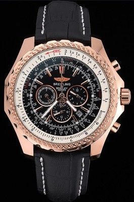 Breitling Bentley Motors Speed Gold Case Black Dial Black Leather Bracelet 622232