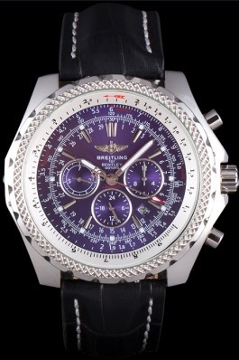 Breitling Top Replica 7821 Black Leather Strap Stainless Steel Black Luxury Watch