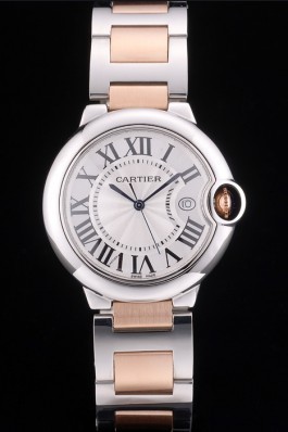 Cartier Ballon Bleu 38mm White Dial Stainless Steel Case Two Tone Rose Gold Bracelet