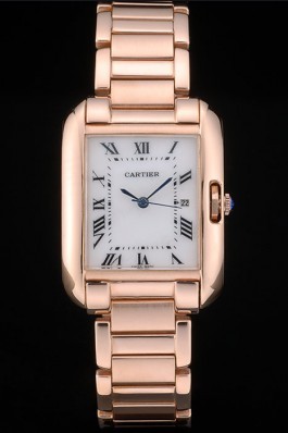 Cartier Tank Anglaise 30mm White Dial Rose Gold Case And Bracelet