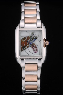 Cartier Tank Anglaise White Tortoise Dial Stainless Steel Case Two Tone Bracelet
