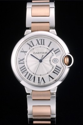 Cartier Ballon Bleu 42mm White Dial Stainless Steel Case Two Tone Rose Gold Bracelet