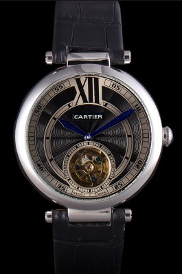 Cartier Ballon Bleu flying tourbillon Black Leather Strap 621447