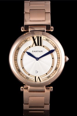 Cartier Ballon Bleu Rose Gold Stainelss Steel Strap White Dial 621453