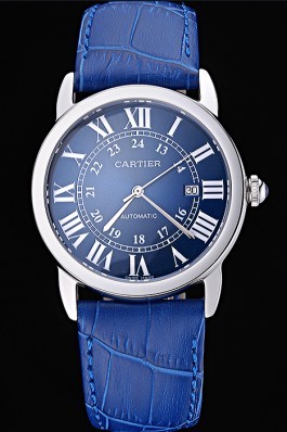 Swiss Cartier Ronde Solo Stainless Steel Case Blue Dial Roman Numerals 622193
