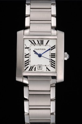 Swiss Cartier Tank Francaise Steel Case White Dial Roman Numerals Stainless Steel Bracelet 622649