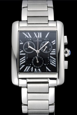 Cartier Tank MC Black Dial Stainless Steel Case And Bracelet 622698