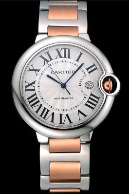 Swiss Cartier Ballon Bleu 42mm Silver Dial Stainless Steel Case Two Tone Rose Gold Bracelet 622875