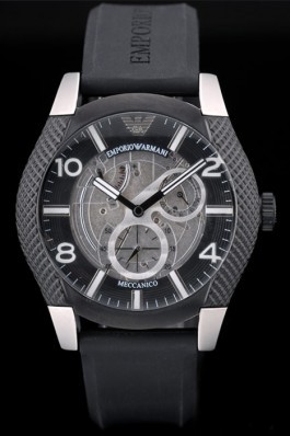 Emporio Armani Top Replica 9011 Meccanico Black Rubber Strap Open Dial