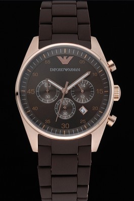 Emporio Armani Sportivo Chronograph Brown Dial Gold Case Brown Bracelet 622346