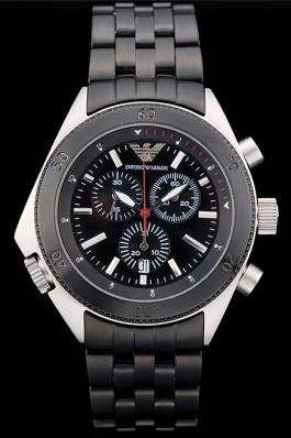 Emporio Armani Top Replica 9024 Sportivo Black Ion Plated Bezel Black Dial Chronograph