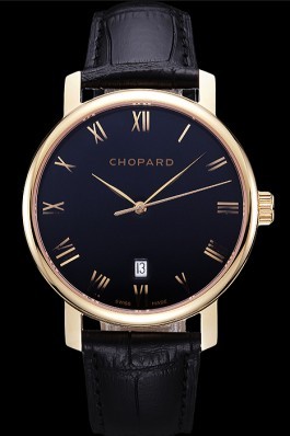 Swiss Chopard Classic Black Dial Black Croc Strap 622015