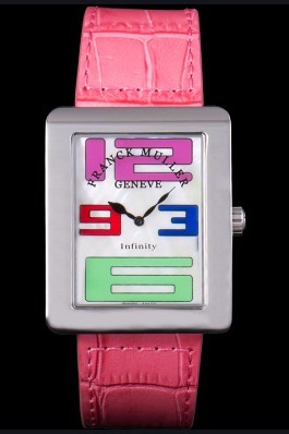 Franck Muller Infinity Stainless Steel Bezel Pink Croco Bracelet 80281