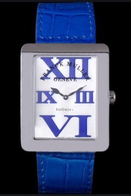 Franck Muller Infinity Polished Stainless Steel Bezel Blue Croco Bracelet 80289