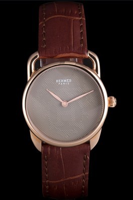 Hermes Classic Croco Leather Strap Silver Dial 801396