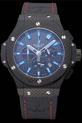 Hublot Big Bang Carbon Dial With Blue Markings Carbon Case And Bezel Black Rubber Strap 622774