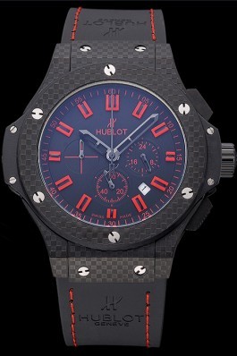 Hublot Big Bang Carbon Dial With Red Markings Carbon Case And Bezel Black Rubber Strap 622775