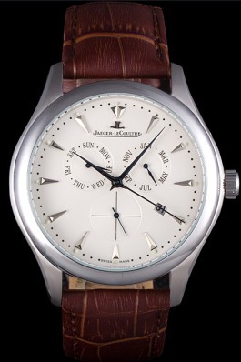 Jaeger Lecoultre Master Silver Bezel Brown Leather Band 621613