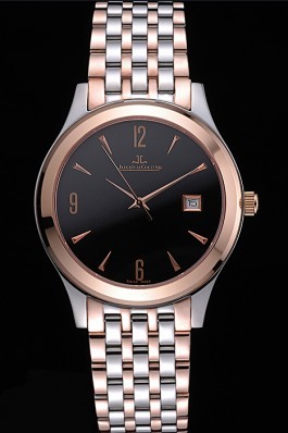 Jaeger LeCoultre Master Black Dial Rose Gold Bezel Two Tone Band 622092
