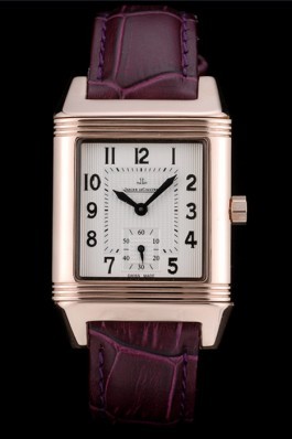 Jaeger le Top Replica 9072 Coultre Reverso Squadro Lady Brown Leather Strap White Dial 41965