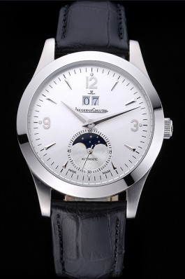 Jaeger LeCoultre Rendez-Vous Night And Day White Dial Black Leather Bracelet 622082