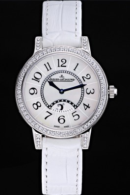 Jaeger LeCoultre Rendez-Vous White Dial White Leather Strap 622086