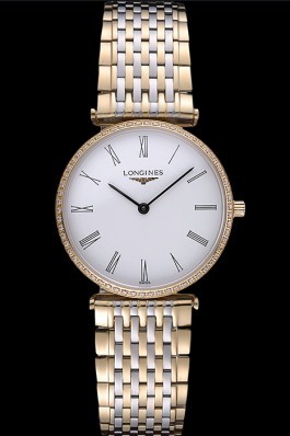 Longines La Grande Classique Two Tone Band White Dial Diamond Bezel Homme 622103