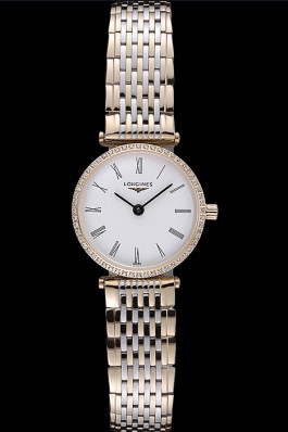 Longines La Grande Classique Two Tone Band White Dial Diamond Bezel Femme 622104