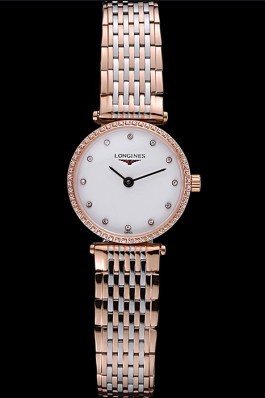 Longines La Grande Classique Rose Gold White Dial Diamond Bezel Femme 622106