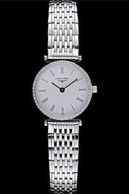 Longines La Grande Classique Stainless Steel White Dial Diamond Bezel Femme 622110