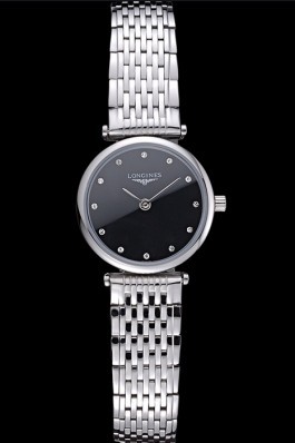 Longines La Grande Classique Stainless Steel Black Dial Diamond Markers Femme 622112