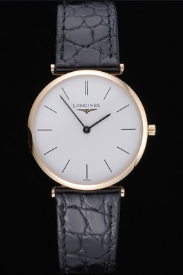 Longines La Grande Classique White Dial Black Leather Strap Homme 622115