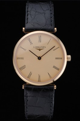Longines La Grande Classique Champagne Dial Black Leather Band Homme 622123