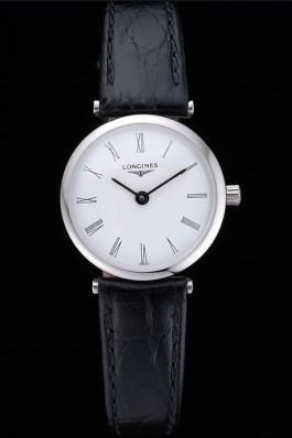 Longines La Grande Classique White Dial Black Leather Band Femme 622128