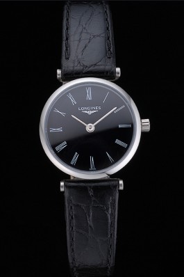 Longines La Grande Classique Black Dial Black Leather Band Femme 622132