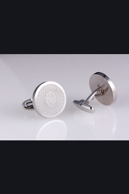 Cartier Replica Cutwork Logo Engraved Round Stainless Steel Cufflinks