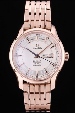 Omega Swiss DeVille Rose Gold Bezel White Dial 7596