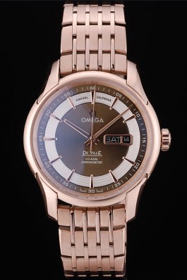 Omega Swiss DeVille Rose Gold Bezel Brown Dial 7597